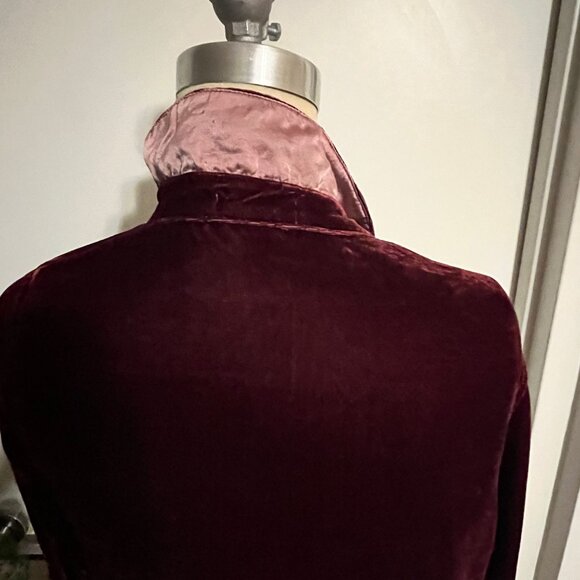 CP SHADES Burgundy Velvet Shirt With Silk Accents Size X-Small - Picture 7 of 10